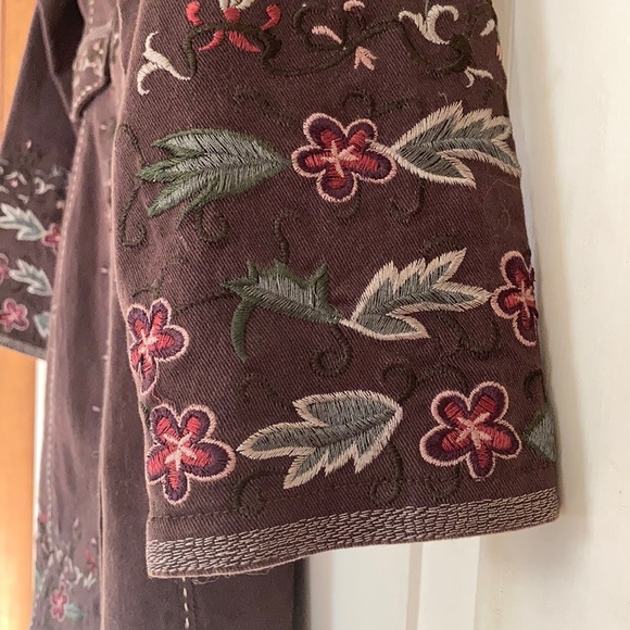 Embroidered Denim Coat - Picture 3 of 14